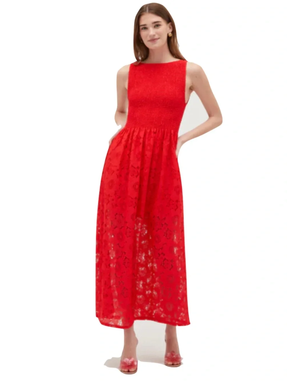 The Collector's Edition Cosima Nap Dress | Lace - Poppy Red Floral | Hill House Home The Collector's Edition Cosima Nap Dress | Lace - Poppy Red Floral | Hill House Home
